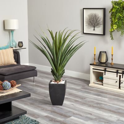 Image showing  4.5 ft. Indoor/Outdoor Spiked Agave Artificial Plant in Black Planter