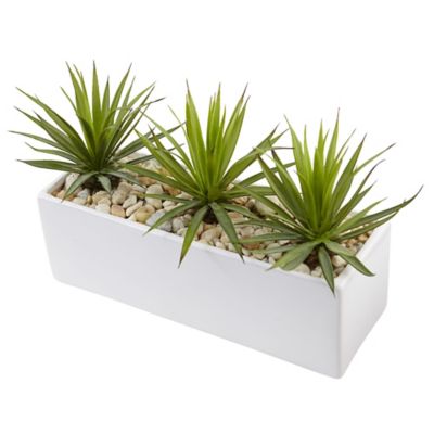 Image showing  8 in. Mini Agave Artificial Plant in Rectangular Ceramic