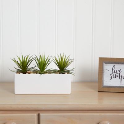 Image showing  8 in. Mini Agave Artificial Plant in Rectangular Ceramic