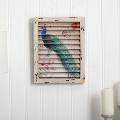 Image showing  Peacock Window Shutter Vintage Wall Decor, 17 in. x 13 in.
