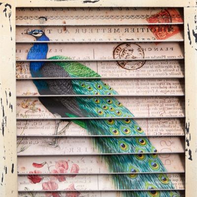 Image showing  Peacock Window Shutter Vintage Wall Decor, 17 in. x 13 in.