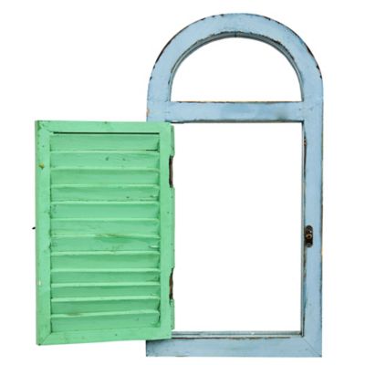 Image showing  Window Shutter and Mirror Vintage Wall Decor, 17 in. x 8.75 in.