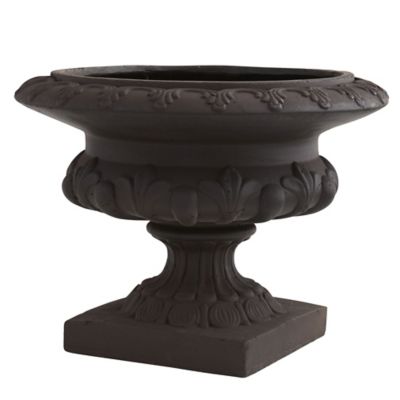 Nearly Natural 12.5 in. Indoor/Outdoor Iron-Finish Decorative Urn