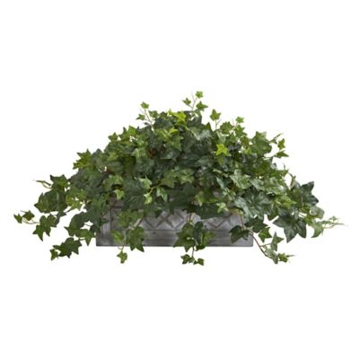 Nearly Natural 20 in. Artificial Ivy Plant in Stone Planter