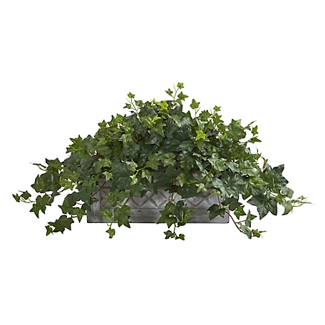 Nearly Natural 20 in. Artificial Ivy Plant in Stone Planter