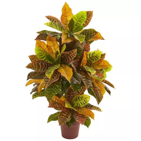 36" Almost Natural Artificial Croton Plant Real Touch Feeling Artificial Plants & Flowers