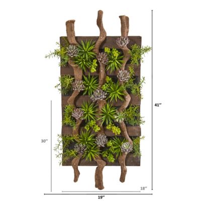 Image showing  41 in. x 19 in. Artificial Succulent Living Wall