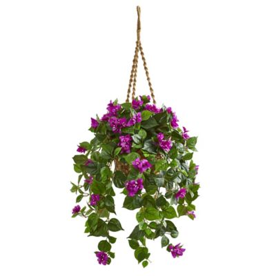 Nearly Natural 28 in. Artificial Bougainvillea Plant in Basket