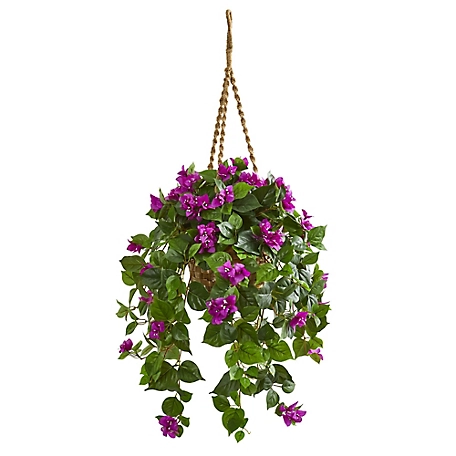 Nearly Natural 28 in. Bougainvillea Artificial Plant in Basket