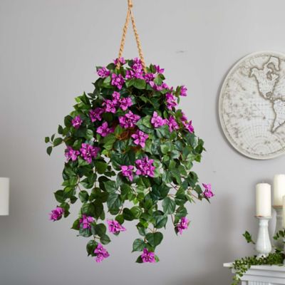 Image showing  28 in. Artificial Bougainvillea Plant in Basket