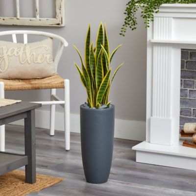 Image showing  3 ft. Artificial Sansevieria Plant in Gray Bullet Planter