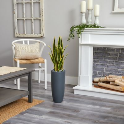 Image showing  3 ft. Artificial Sansevieria Plant in Gray Bullet Planter