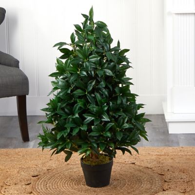 Image showing  3 ft. Artificial Indoor/Outdoor UV-Resistant Bay Leaf Topiary Tree