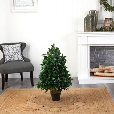 Image showing  3 ft. Artificial Indoor/Outdoor UV-Resistant Bay Leaf Topiary Tree