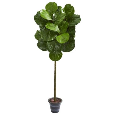 Nearly Natural 4 ft. Artificial Fiddle Leaf Tree in Decorative Planter