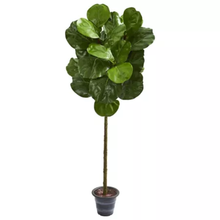 4 ft Almost Natural Artificial Fiddle Leaf Tree in Decorative Planter Artificial Plants & Flowers