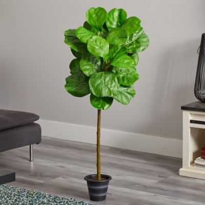 Image showing  4 ft. Artificial Fiddle Leaf Tree in Decorative Planter