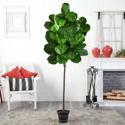 Image showing  6.5 ft. Fiddle Leaf Artificial Tree with Decorative Planter