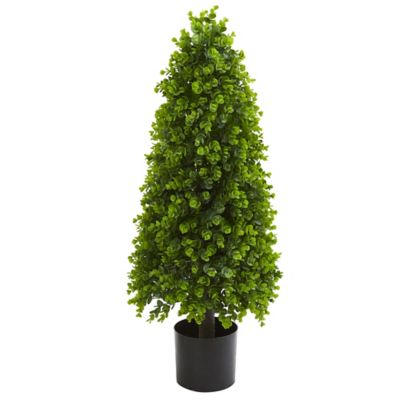Nearly Natural 3 ft. Artificial Indoor/Outdoor Eucalyptus Topiary Tree