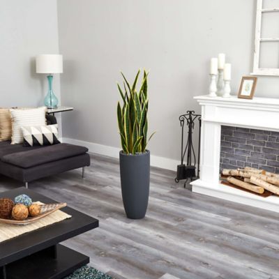 Image showing  4.5 ft. Sansevieria Artificial Plant in Gray Planter