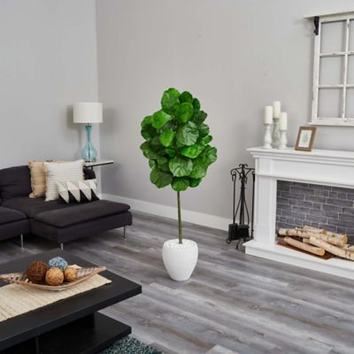 Image showing  5 ft. Fiddle Leaf Artificial Tree in White Planter