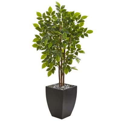 Nearly Natural 57 in. River Birch Artificial Tree in Black Planter