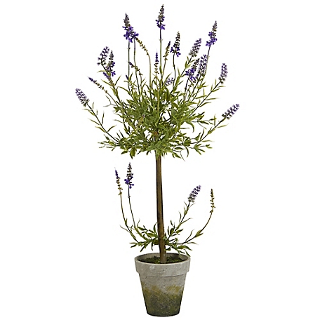 Nearly Natural 34 in. Artificial Lavender Topiary Tree