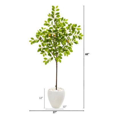 Image showing  68 in. Artificial Lemon Tree in White Planter