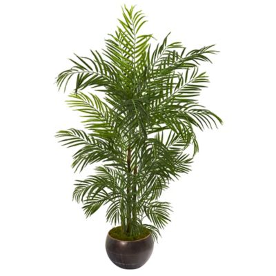 Nearly Natural Artificial 66 in. Indoor/Outdoor UV-Resistant Areca Palm Tree with Planter