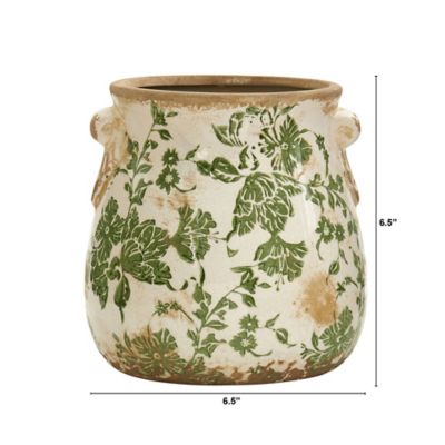 Image showing  Tuscan Ceramic Scroll Planter, 6.5 in., Green