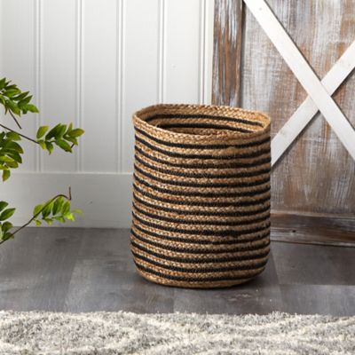 Image showing  Handmade Natural Jute Basket Planter, 13.5 in.