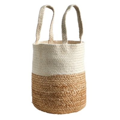 Image showing  Handmade Natural Jute and Cotton Basket Planter, 12.5 in.