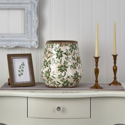 Image showing  Tuscan Ceramic Scroll Planter, 10 in., Green