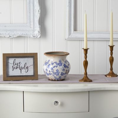 Image showing  Tuscan Ceramic Scroll Urn Vase, 7 in., Blue