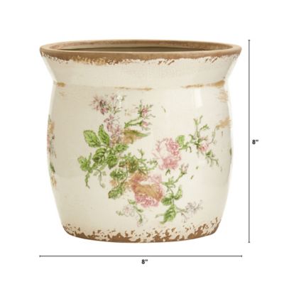 Image showing  Tuscan Ceramic Floral Print Planter, 8 in.