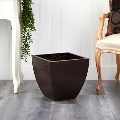 Image showing  Embossed Metal Scroll Planter, 14 in.