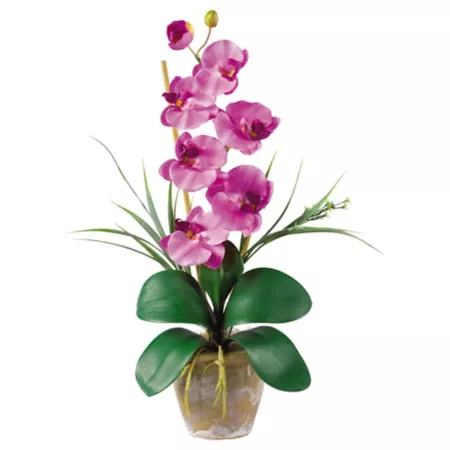 Nearly Natural Single Stem Silk Phalaenopsis Orchid Floral Arrangement Purple Artificial Plants & Flowers