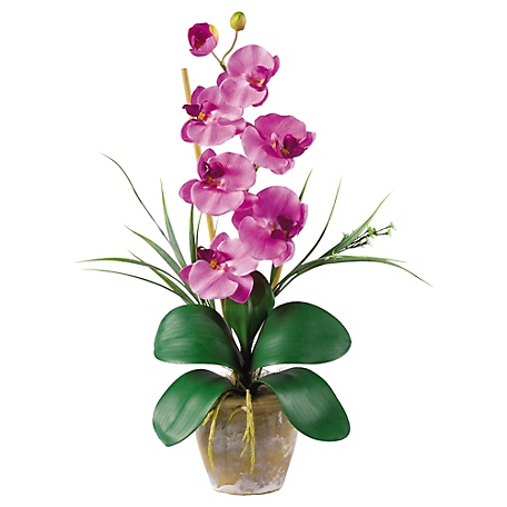 Nearly Natural Single Stem Phalaenopsis Silk Orchid Flower Arrangement, Mauve