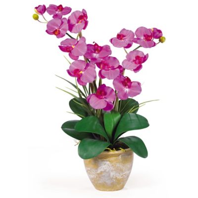 Nearly Natural 25 in. Silk Double-Stem Phalaenopsis Orchid Flower Arrangement