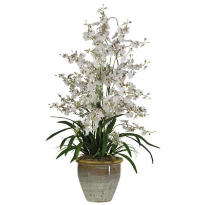 Nearly Natural 32 in. Silk White Triple Dancing Lady Liquid Illusion Flower Arrangement