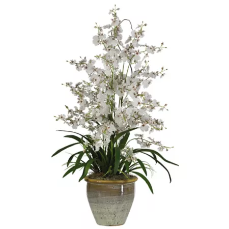 Nearly Natural Triple Dancing Lady Liquid Illusion Silk Floral Arrangement 32-inch White Artificial Plants & Flowers