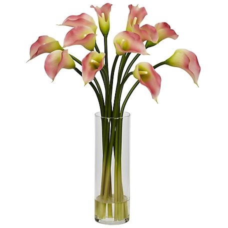 Nearly Natural Mini Calla Lily Silk Flower Arrangement with Vase
