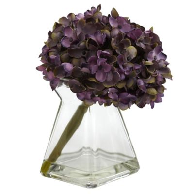Image showing  8 in. Faux Hydrangeas with Vase, 3-Pack