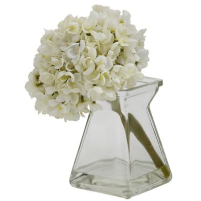 Image showing  8 in. Faux Hydrangeas with Vase, 3-Pack