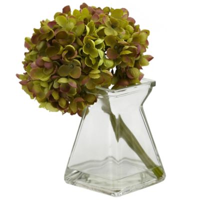 Image showing  8 in. Faux Hydrangeas with Vase, 3-Pack