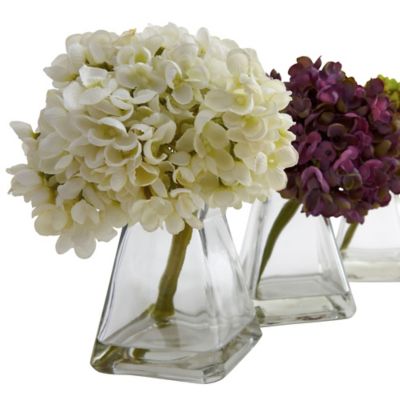 Image showing  8 in. Faux Hydrangeas with Vase, 3-Pack