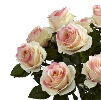 Image showing  18 in. Faux Blooming Roses with Vase, Light Pink