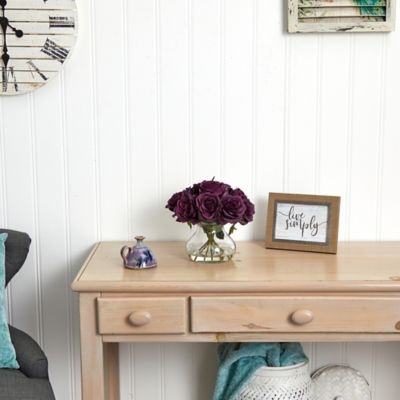 Image showing  11 in. Silk Purple Elegance Rose Flower Arrangement in Vase with Faux Water