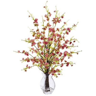Nearly Natural 26 in. Artificial Cherry Blossoms in Glass Vase