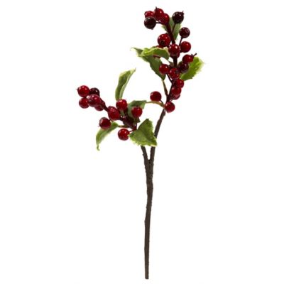 Nearly Natural 16 in. Holly Berry Artificial Flowers, 6-Pack
